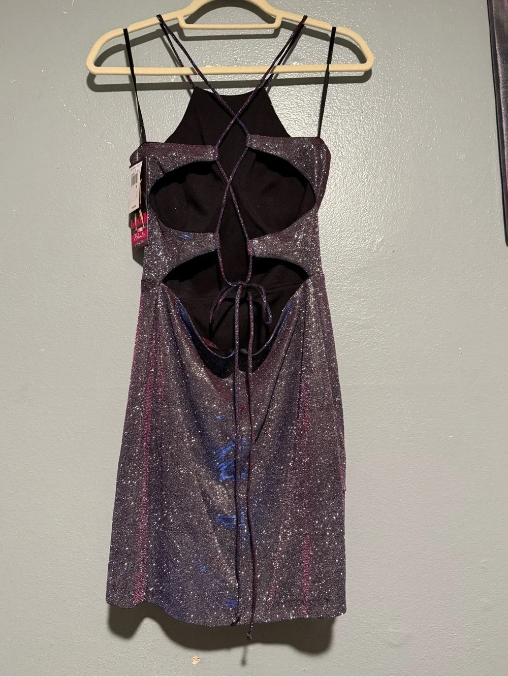 NWT Blondie Nites Glitter Ruffled Mini Dress - Purple size 5